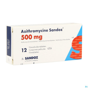 Azithromycine 500 mg sandoz comp pell 12x500 mg