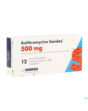 Azithromycine 500 mg sandoz comp pell 12x500 mg