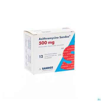 Azithromycine 500 mg sandoz comp pell 12x500 mg