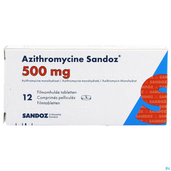 Azithromycine 500 mg sandoz comp pell 12x500 mg
