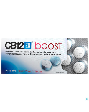 Cb12 boost chewing gum strong mint s/sucre 10