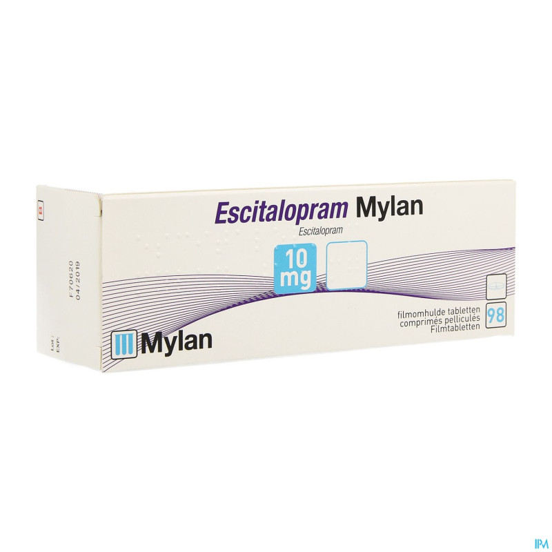 Escitalopram mylan 10mg comp pell  98 x 10mg
