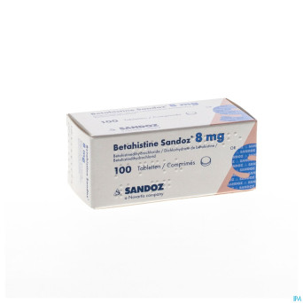 Betahistine sandoz  8 mg comp 100 x  8 mg