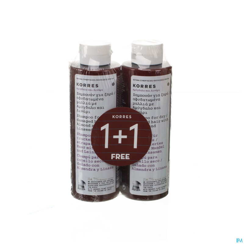Korres kh sh amande&graines de lin   2x250ml promo