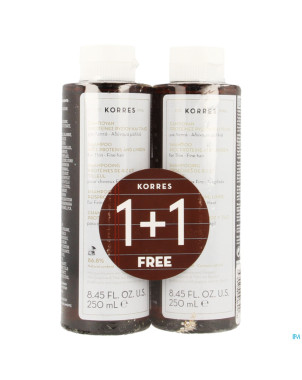Korres kh sh proteins de riz&tilleul 2x250ml promo