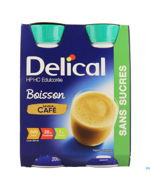 Delical boisson hp-hc s/sucre cafe    4x200ml