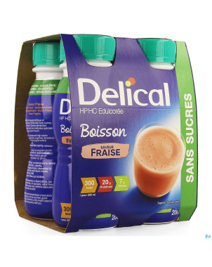 Delical boisson hp-hc s/sucre fraise    4x200ml