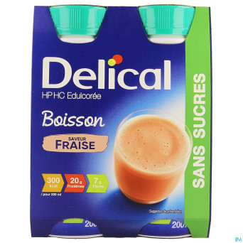 Delical boisson hp-hc s/sucre fraise    4x200ml
