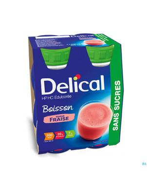 Delical boisson hp-hc s/sucre fraise    4x200ml