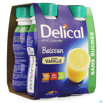 Delical boisson hp-hc s/sucre vanille   4x200ml