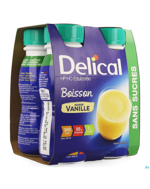 Delical boisson hp-hc s/sucre vanille   4x200ml