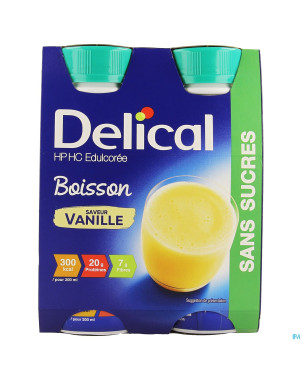 Delical boisson hp-hc s/sucre vanille   4x200ml
