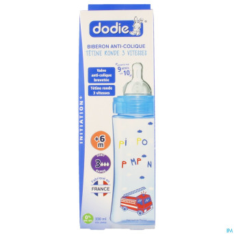 Dodie biberon iniiation+ tet. debit 3 bleu   330ml