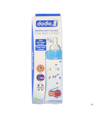 Dodie biberon iniiation+ tet. debit 3 bleu   330ml