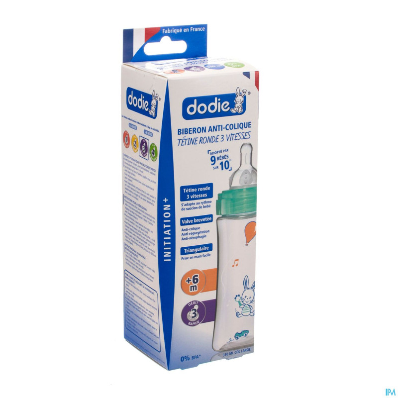 Dodie biberon iniiation+ tet. debit 3 decor  330ml