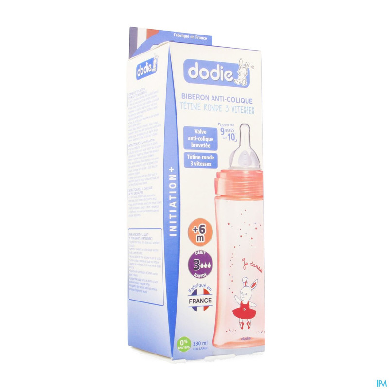 Dodie biberon iniiation+ tet. debit 3 rose   330ml