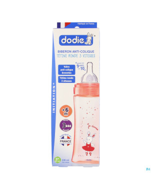 Dodie biberon iniiation+ tet. debit 3 rose   330ml