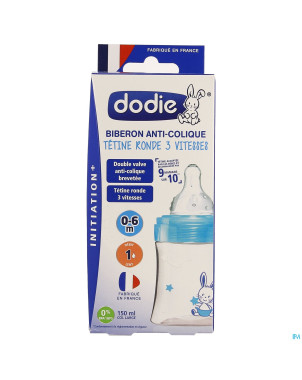 Dodie biberon initiation+ tet. debit 1 decor 150ml