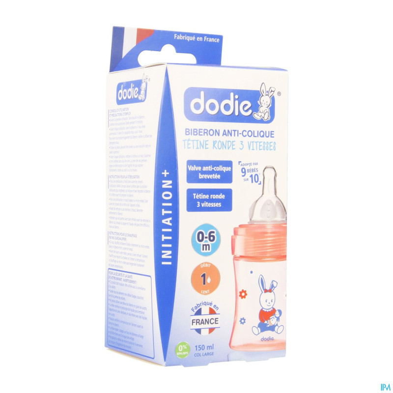 Dodie biberon initiation+ tet. debit 1 rose  150ml