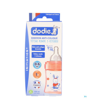 Dodie biberon initiation+ tet. debit 1 rose  150ml