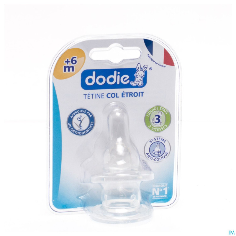Dodie tetine col etroit 2age 3vit. sil.liq epais 2