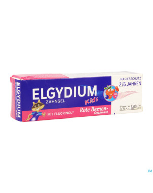 Elgydium kids dentif 2-6 fr.rouges s/paraben  50ml