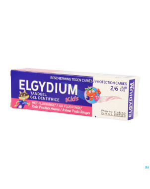 Elgydium kids dentif 2-6 fr.rouges s/paraben  50ml
