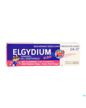 Elgydium kids dentif 2-6 fr.rouges s/paraben  50ml