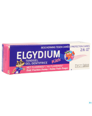 Elgydium kids dentif 2-6 fr.rouges s/paraben  50ml