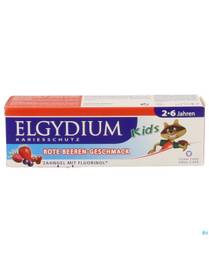 Elgydium kids dentif 2-6 fr.rouges s/paraben  50ml
