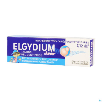Elgydium junior bubble dentif 7-12a s/paraben 50ml