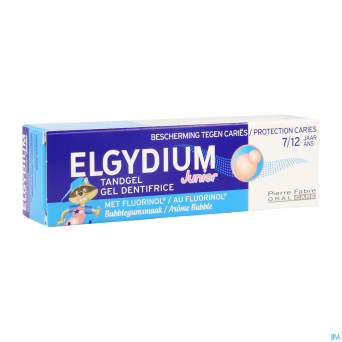 Elgydium junior bubble dentif 7-12a s/paraben 50ml