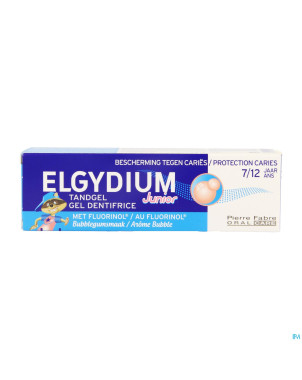 Elgydium junior bubble dentif 7-12a s/paraben 50ml
