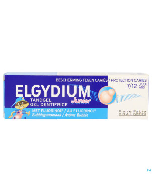 Elgydium junior bubble dentif 7-12a s/paraben 50ml