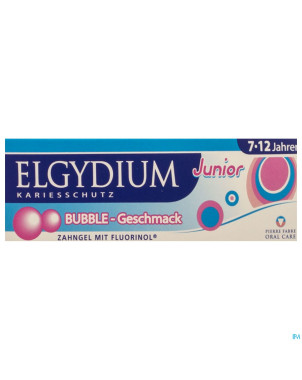Elgydium junior bubble dentif 7-12a s/paraben 50ml