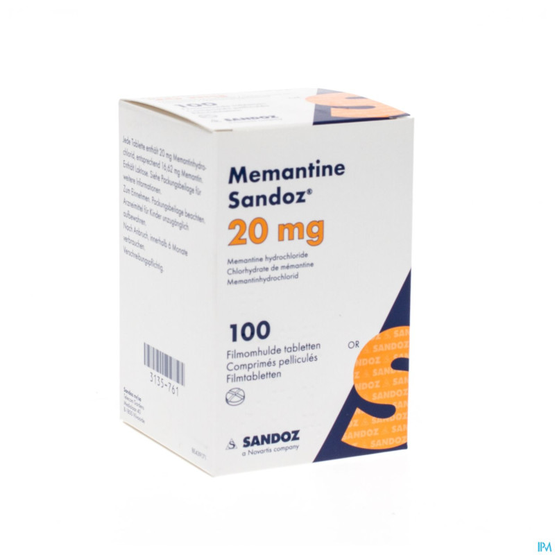 Memantine sandoz 20 mg comp pell 100 x  20 mg