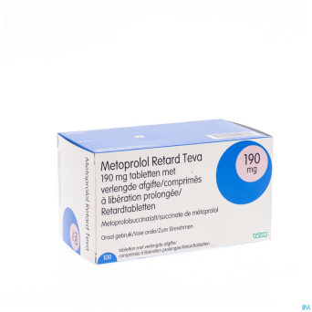 Metoprolol 190mg retard teva comp liber prol 100