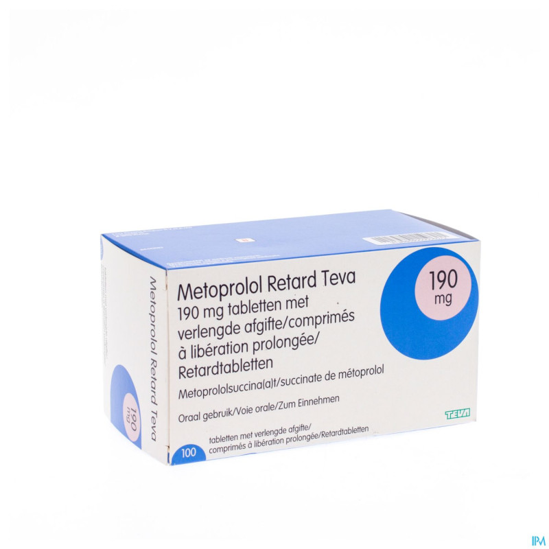Metoprolol 190mg retard teva comp liber prol 100