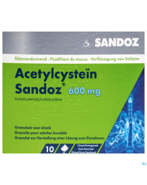 Acetylcystein sandoz 600mg granul. boisson sach 10