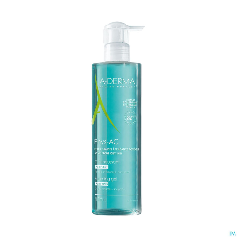 Aderma phys-ac gel moussant purifiant 400ml