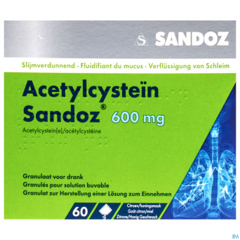 Acetylcystein sandoz 600mg granul. boisson sach 60