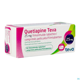 Quetiapine teva  25 mg comp pell  60