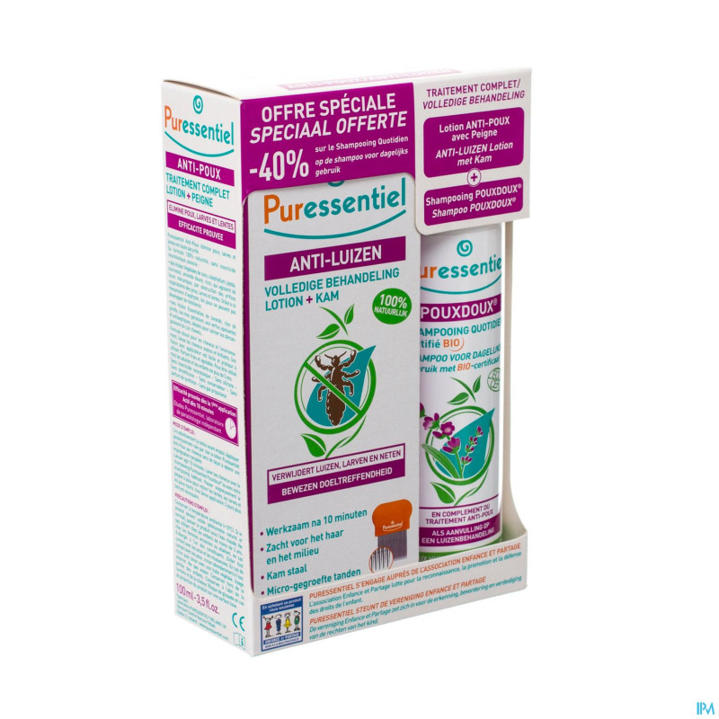 Puressentiel anti-poux sh pouxdoux 200ml+lot 100ml