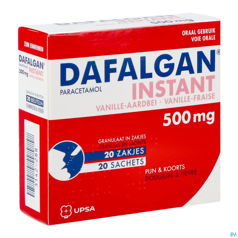 Dafalgan instant vanille fraise gr sach 20x 500mg