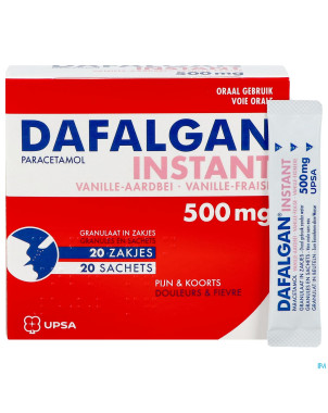 Dafalgan instant vanille fraise gr sach 20x 500mg