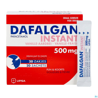 Dafalgan instant vanille fraise gr sach 20x 500mg