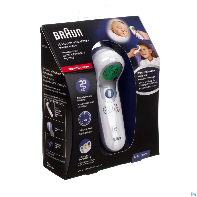 Braun thermometre ntf3000 sans contact + frontal