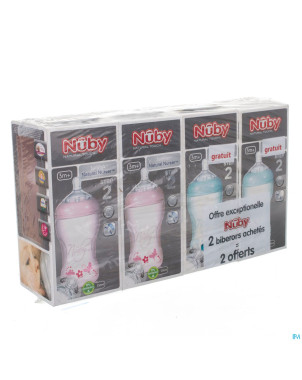 Nuby nt pack biberon 330ml 2rose+2vert gratuit