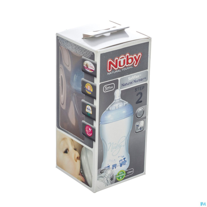 Nuby nt pack biberon 330ml 2bleu+2vert gratuit