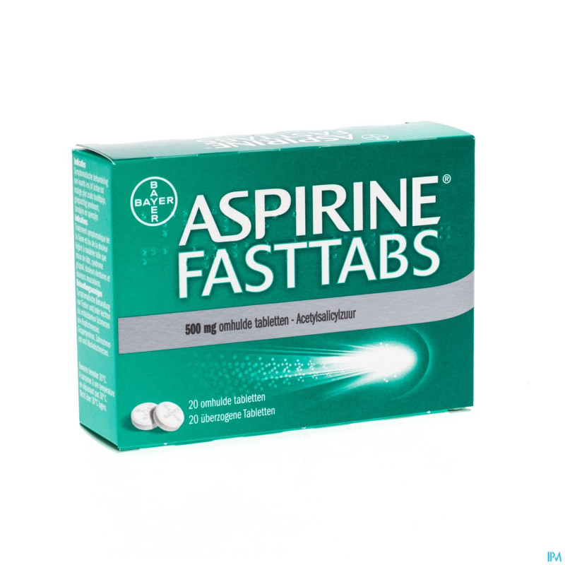 Aspirine fasttabs 500mg comp pell. 20